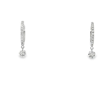 18K White Gold Diamond Fringe Huggie Earrings