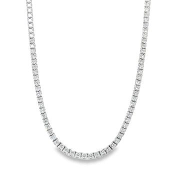 14K White Gold Lab-Grown Round Diamond Tennis Necklace