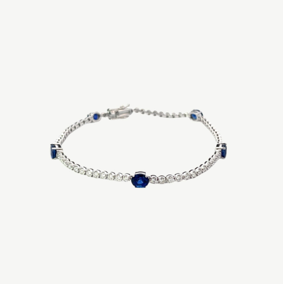 Diamond Tennis Bracelet with Sapphires