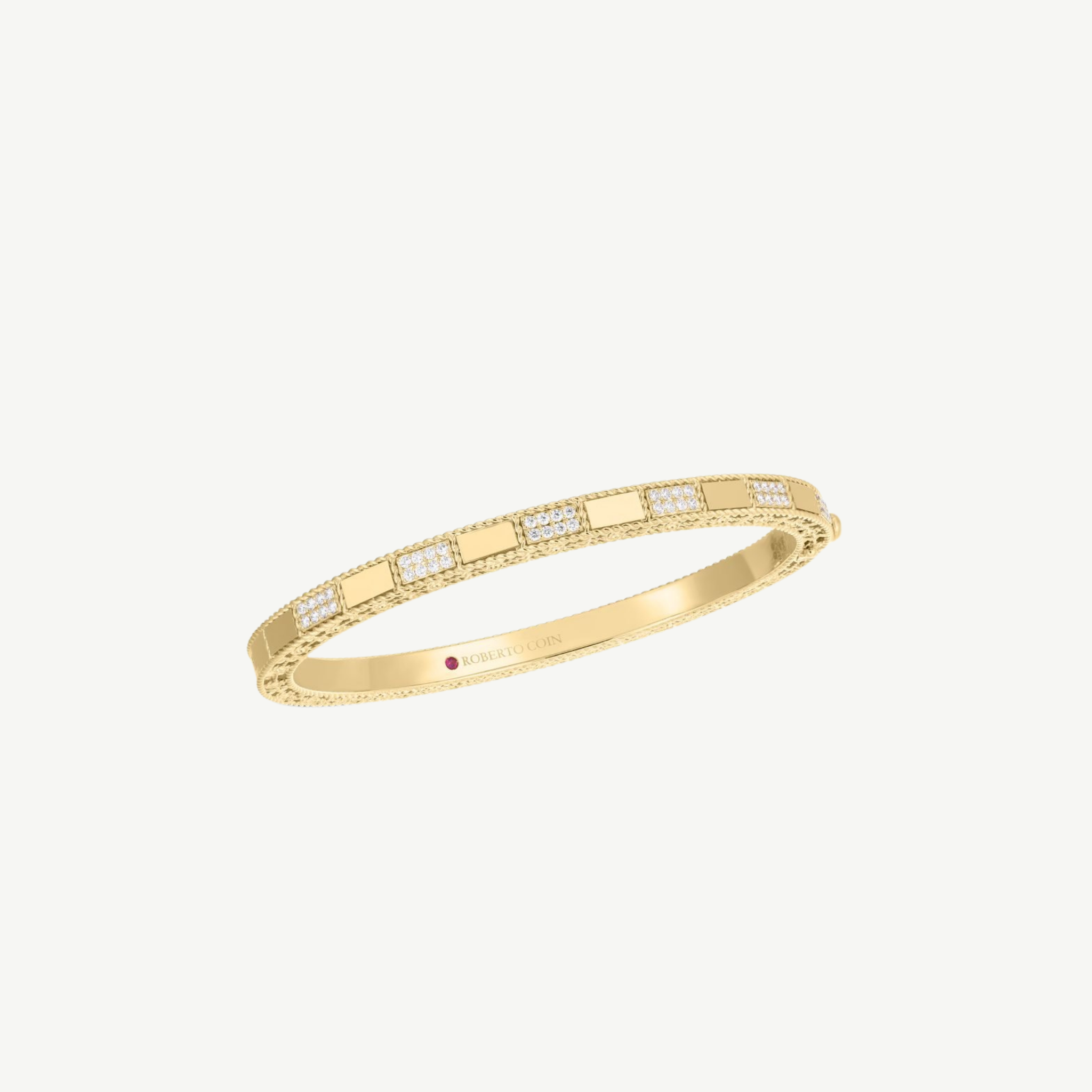 Gold Mosaic Alternating Diamond Bangle