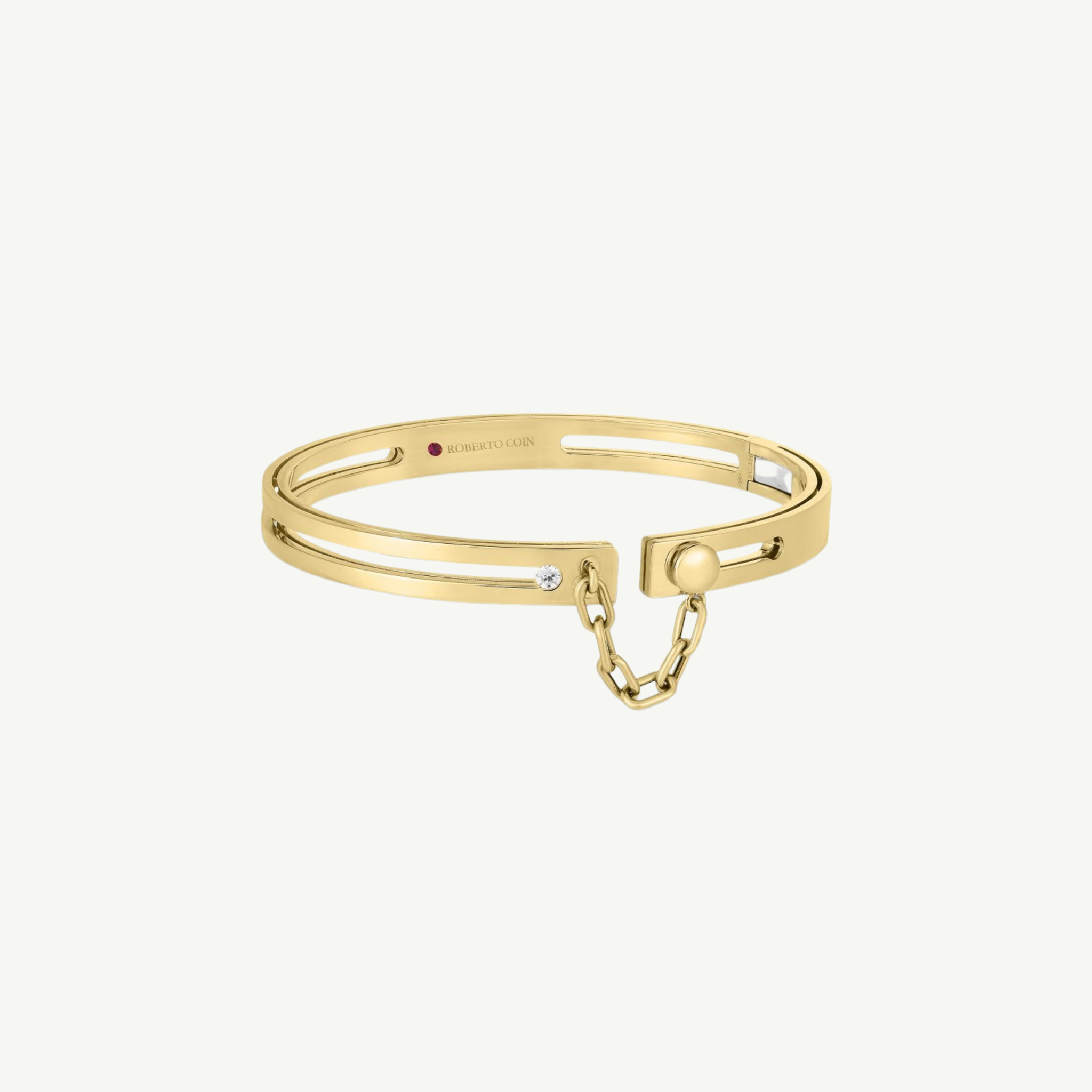 Gold Navarra Diamond Accent With Chain Bangle