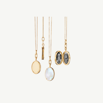 "Elle" Stone Slim Gold Locket Necklace