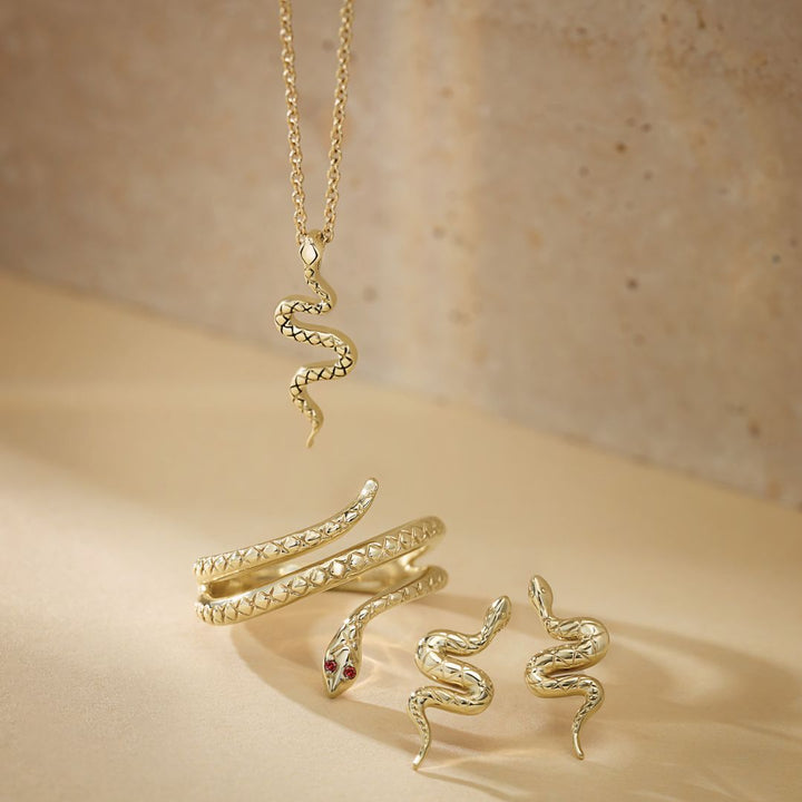 14K Yellow Gold Snake Necklace