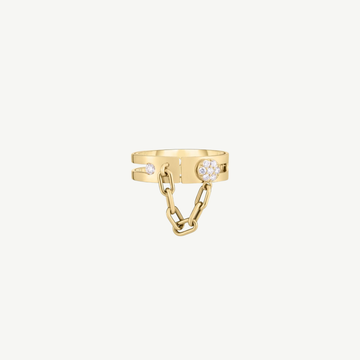 Gold Navarra Pave Lock With Chain Ring