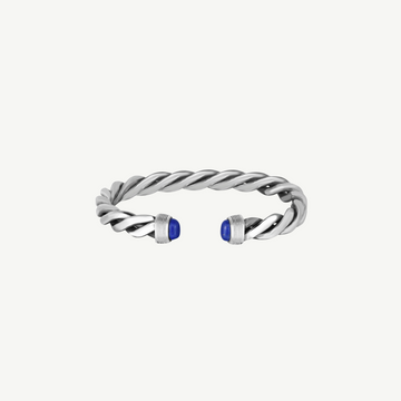 Men's Silver Lapis Cable Bracelet