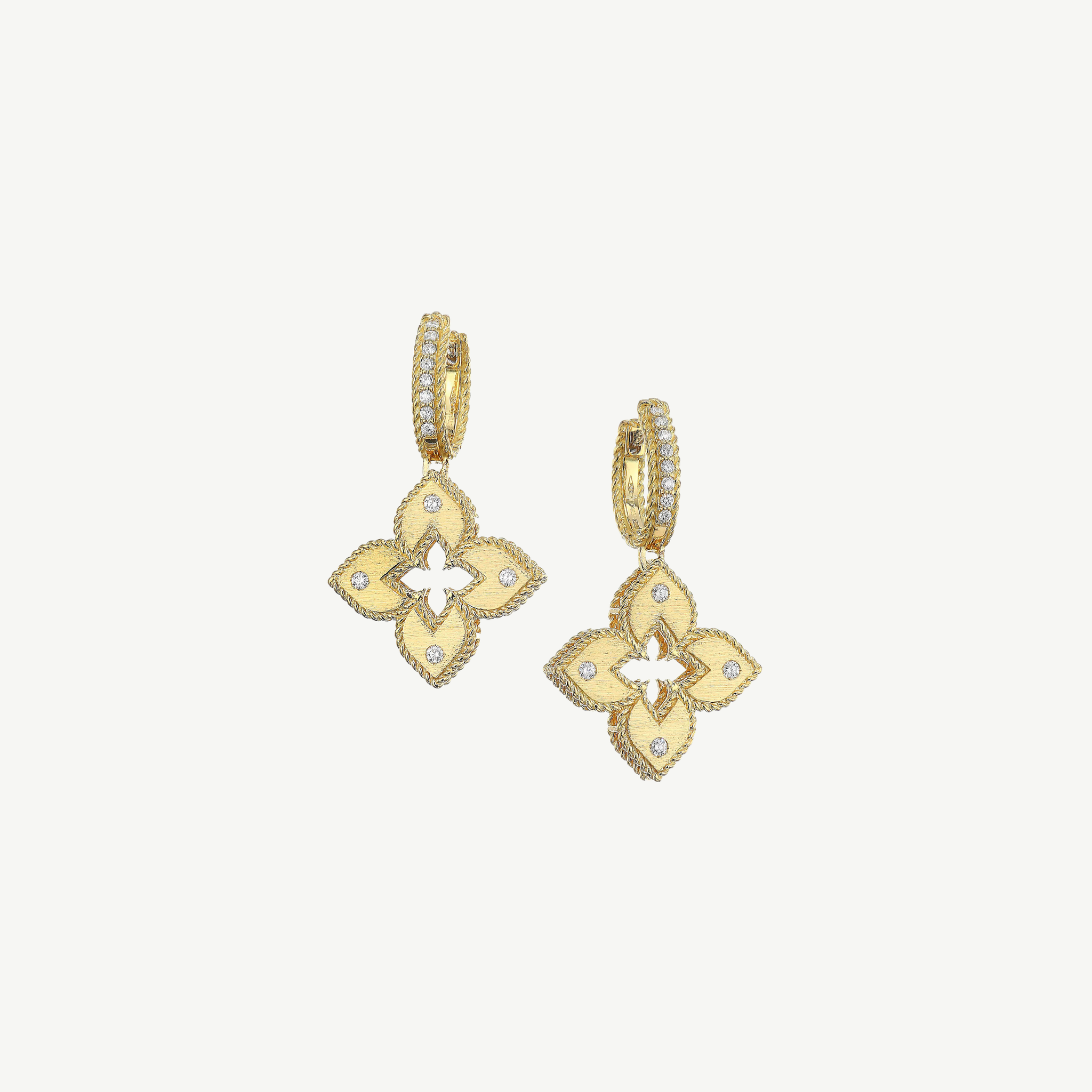 Gold Petite Venetian Princess Satin & Diamond Accent flower drop earrings