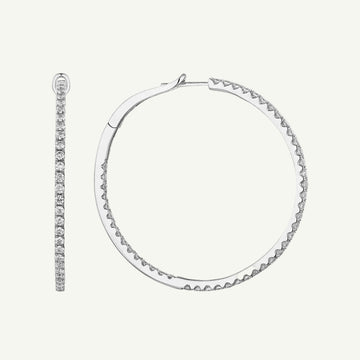 14K White Gold Diamond Inside-Outside Hoop Earrings – 1.83 CTW
