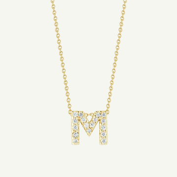 TINY TREASURES DIAMOND LOVE LETTER "M" NECKLACE