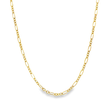 14K Yellow Gold Fancy Figaro Chain Necklace