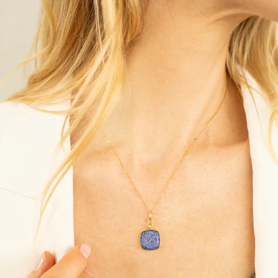 Slim "Rae" Locket Necklace with Blue Sapphires