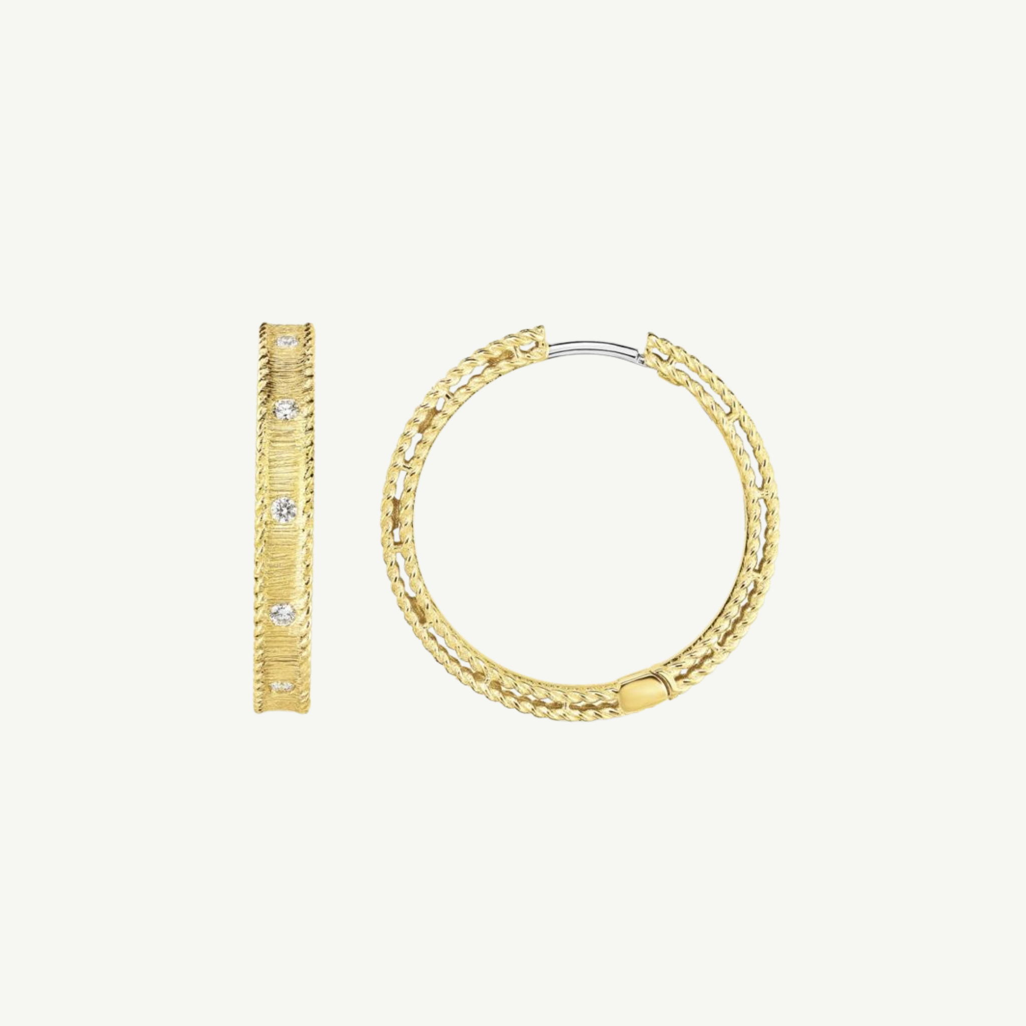 Gold Princess Medium Diamond Hoop Earrings