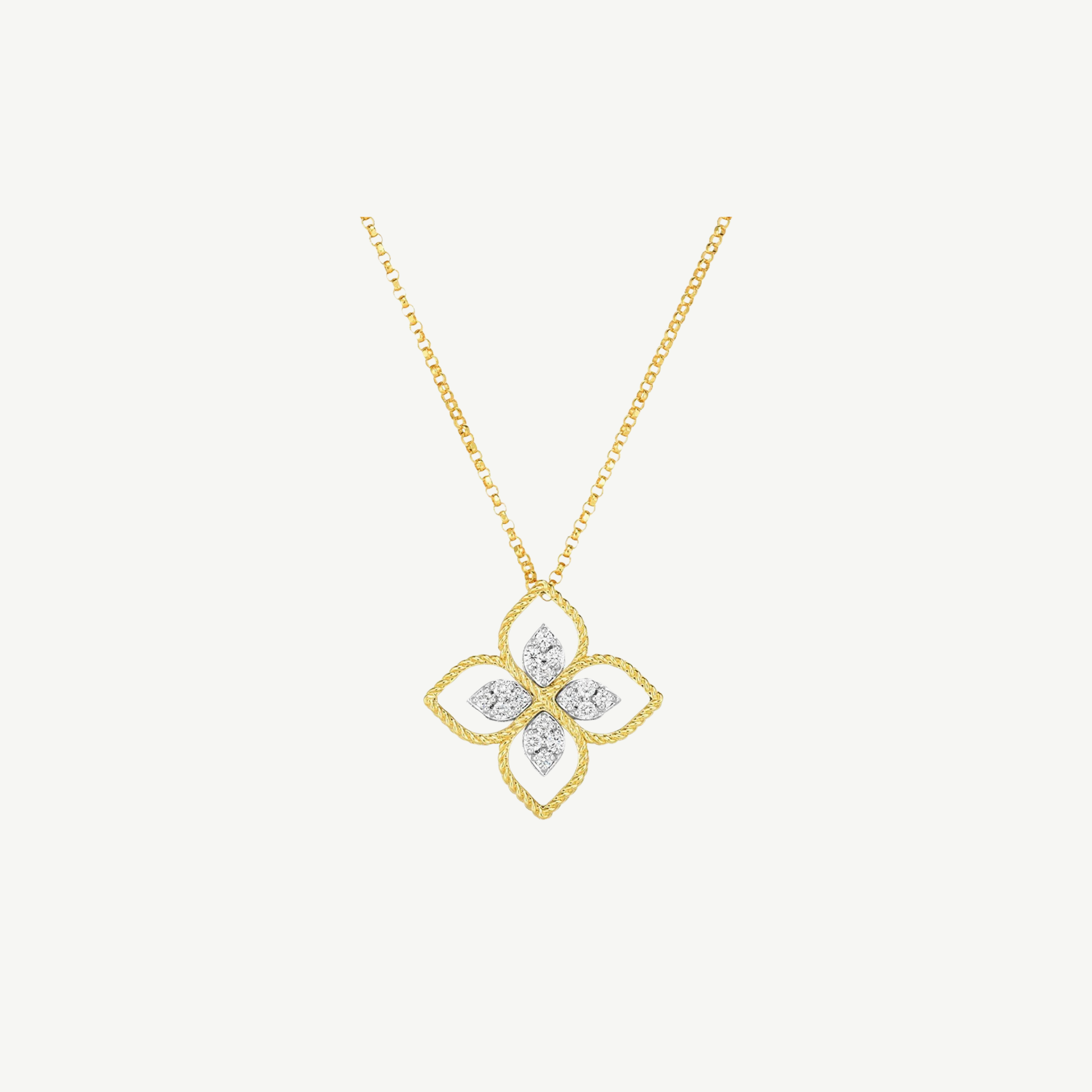 Gold Principessa small Diamond flower Necklace