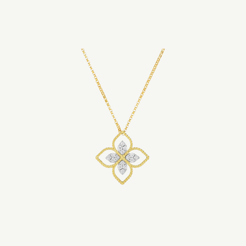 Gold Principessa small Diamond flower Necklace