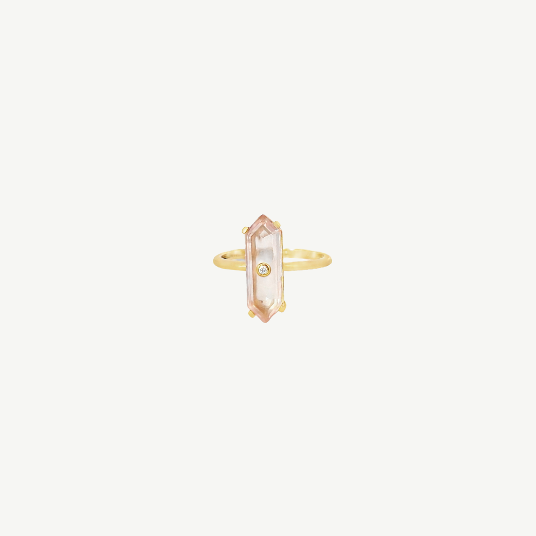 Idayne Gold Diamond & Gold Quartz Ring