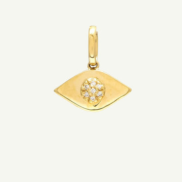 14K Yellow Gold Diamond Evil Eye Charm Pendant – 0.02 CTW