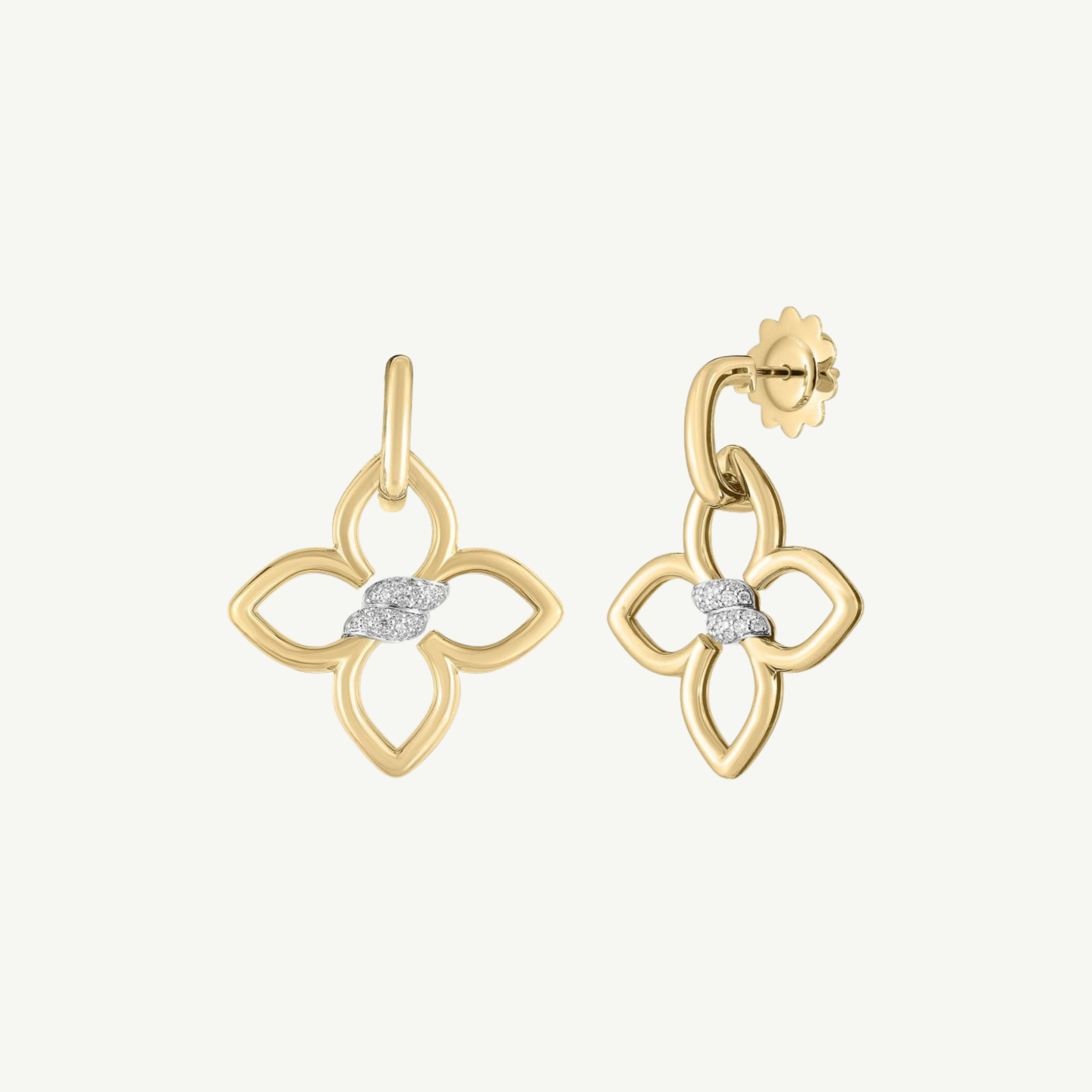 Gold 0.15cttw Diamond Cialoma Flower Drop Earrings