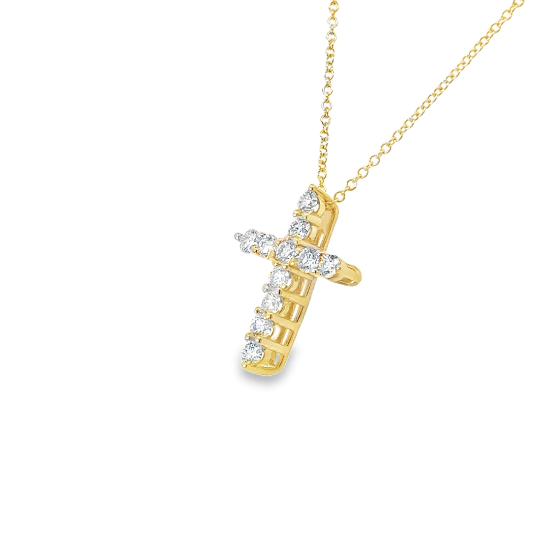 14K Yellow Gold Diamond Cross Necklace