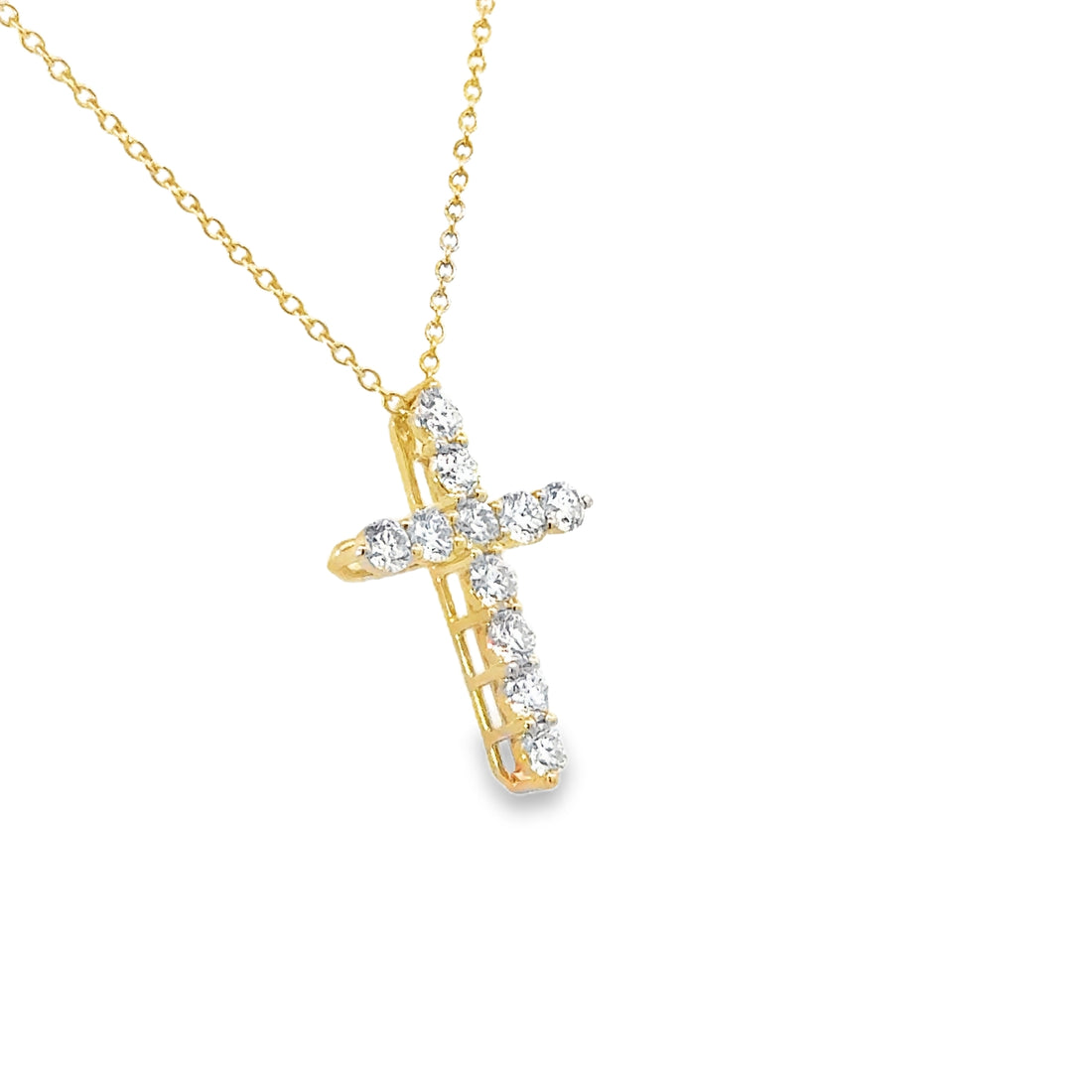14K Yellow Gold Diamond Cross Necklace