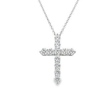 14K White Gold Diamond Cross Necklace