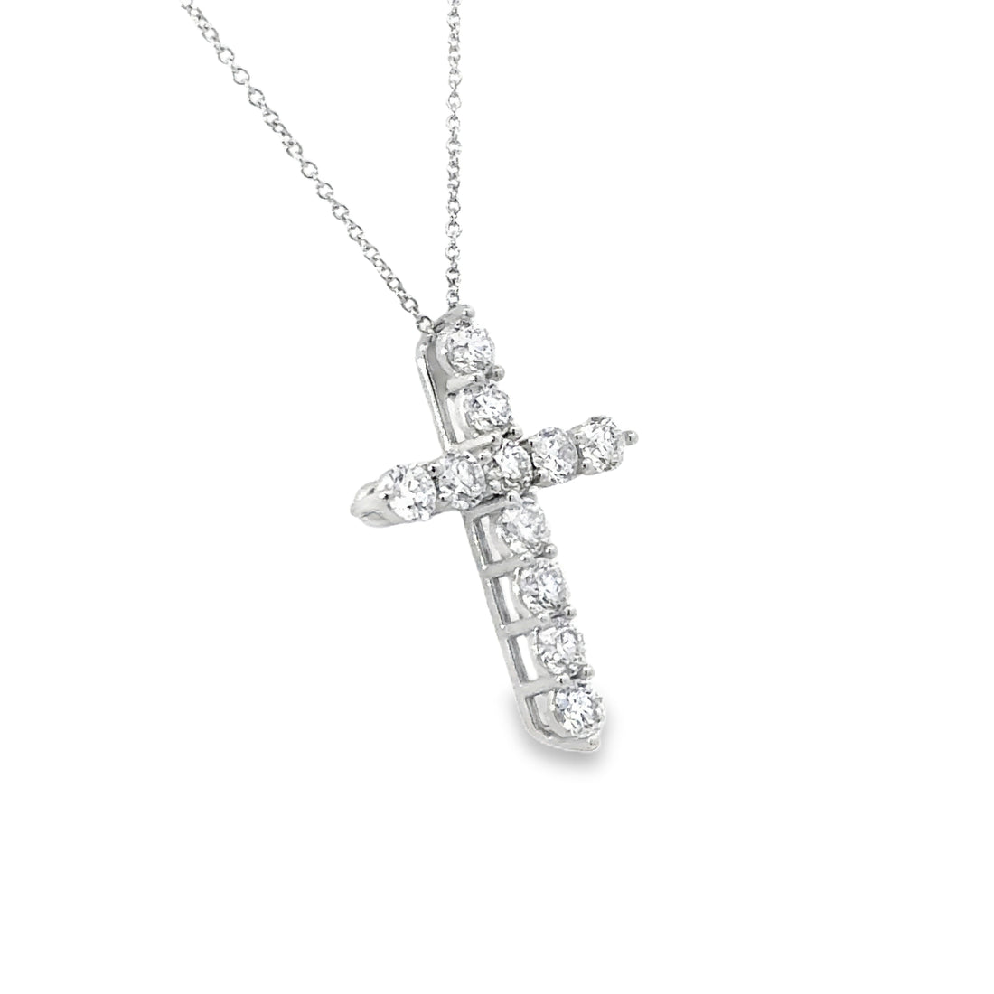 14K White Gold Diamond Cross Necklace