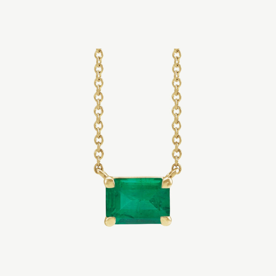 Emerald Rectangular Pendant Necklace