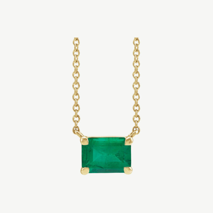 Emerald Rectangular Pendant Necklace