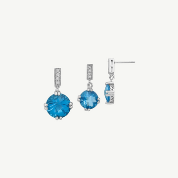 Blue and Clear Pendant and Earring Set