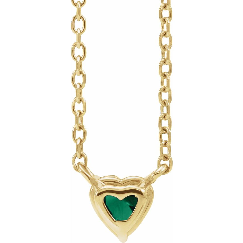 back-side view of our emerald heart necklace