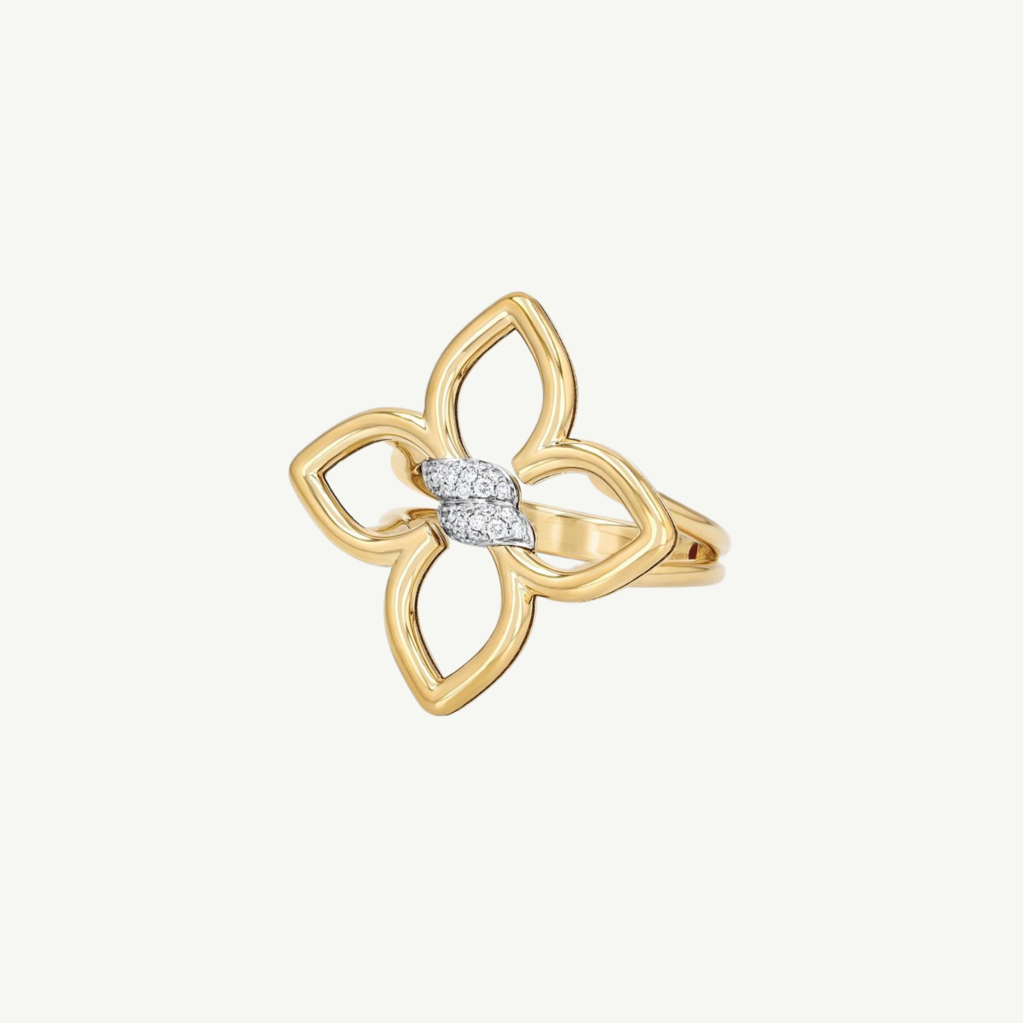 Gold Cialoma Small Diamond Flower Ring