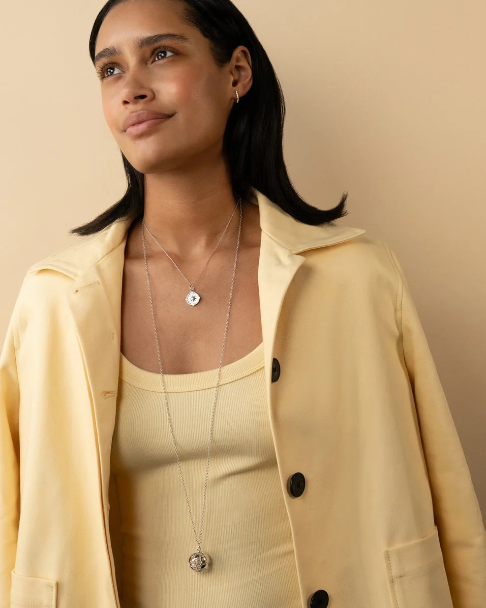 Monica Rich Kosann-Mini "Adventure" Compass Necklace with White Sapphire