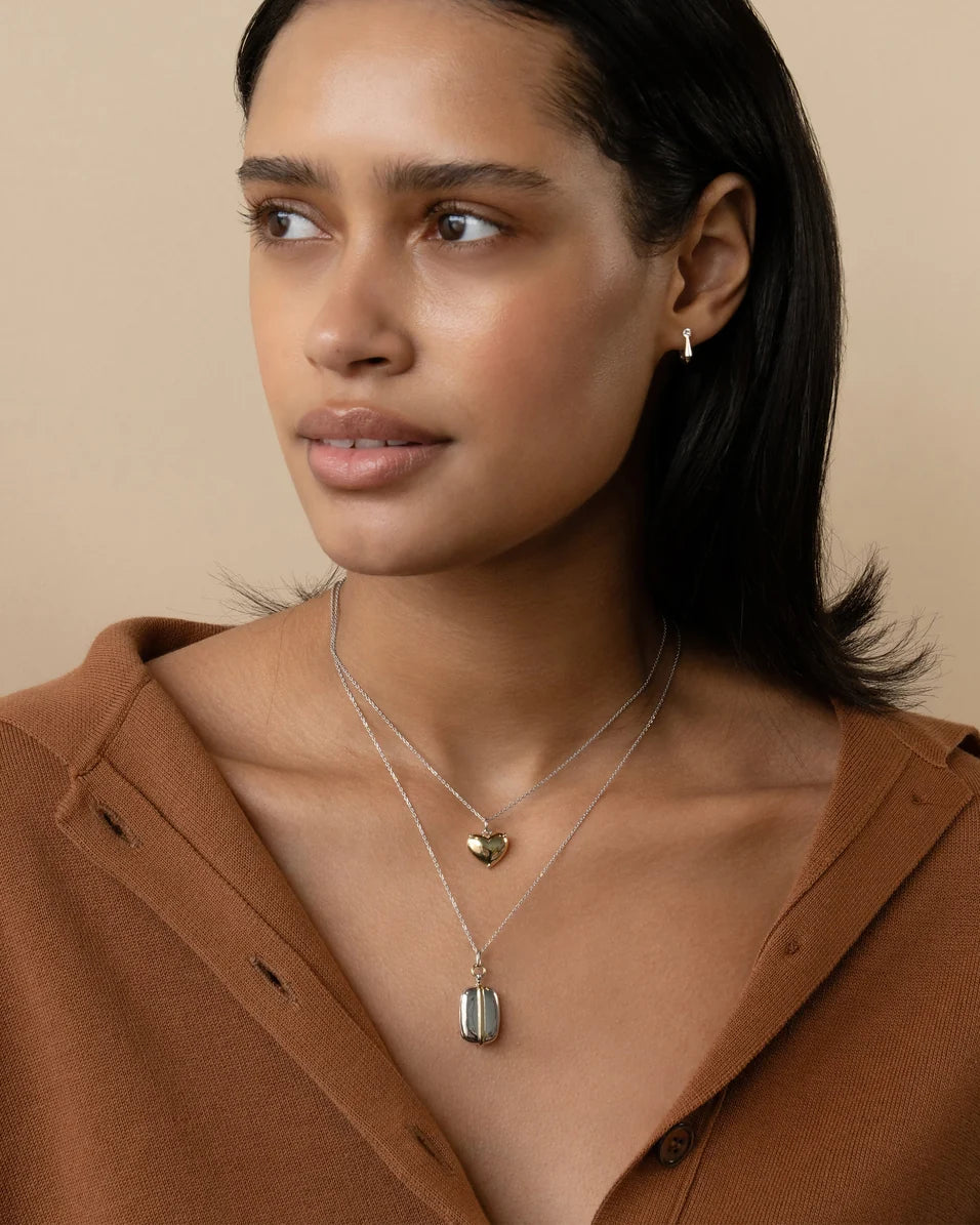 Monica Rich Kosann-Slim "Brie" Two-Tone Locket Necklace