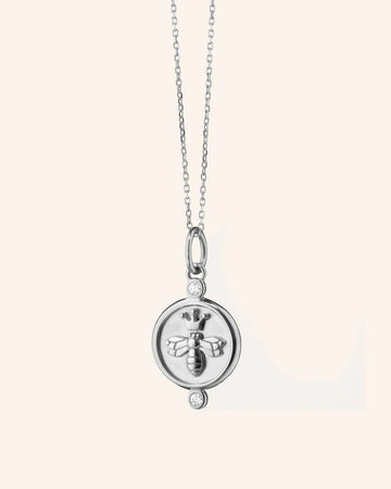 Sterling Silver Queen Bee White Sapphire Locket Necklace