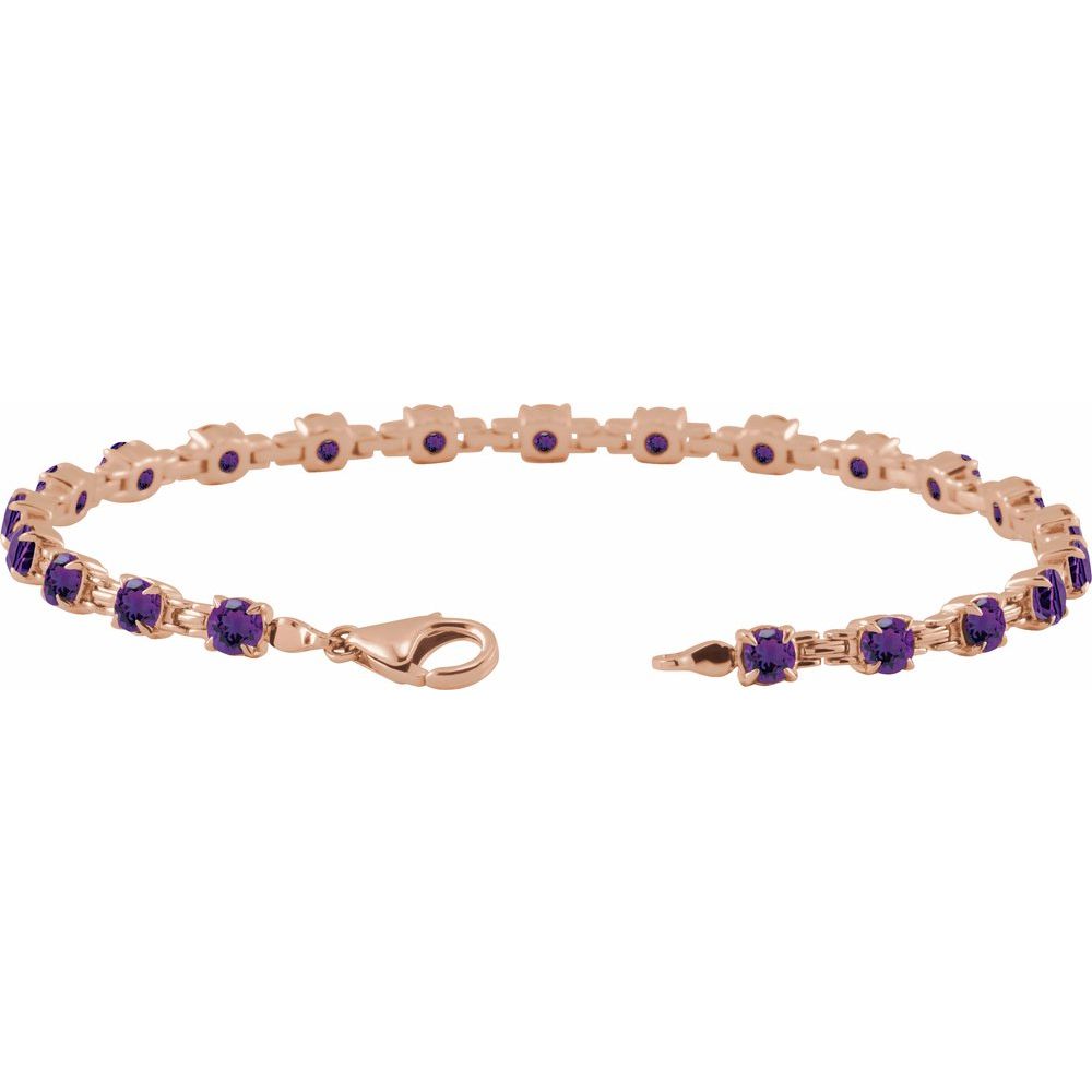 unlocked amethyst line bracelet in rose gold