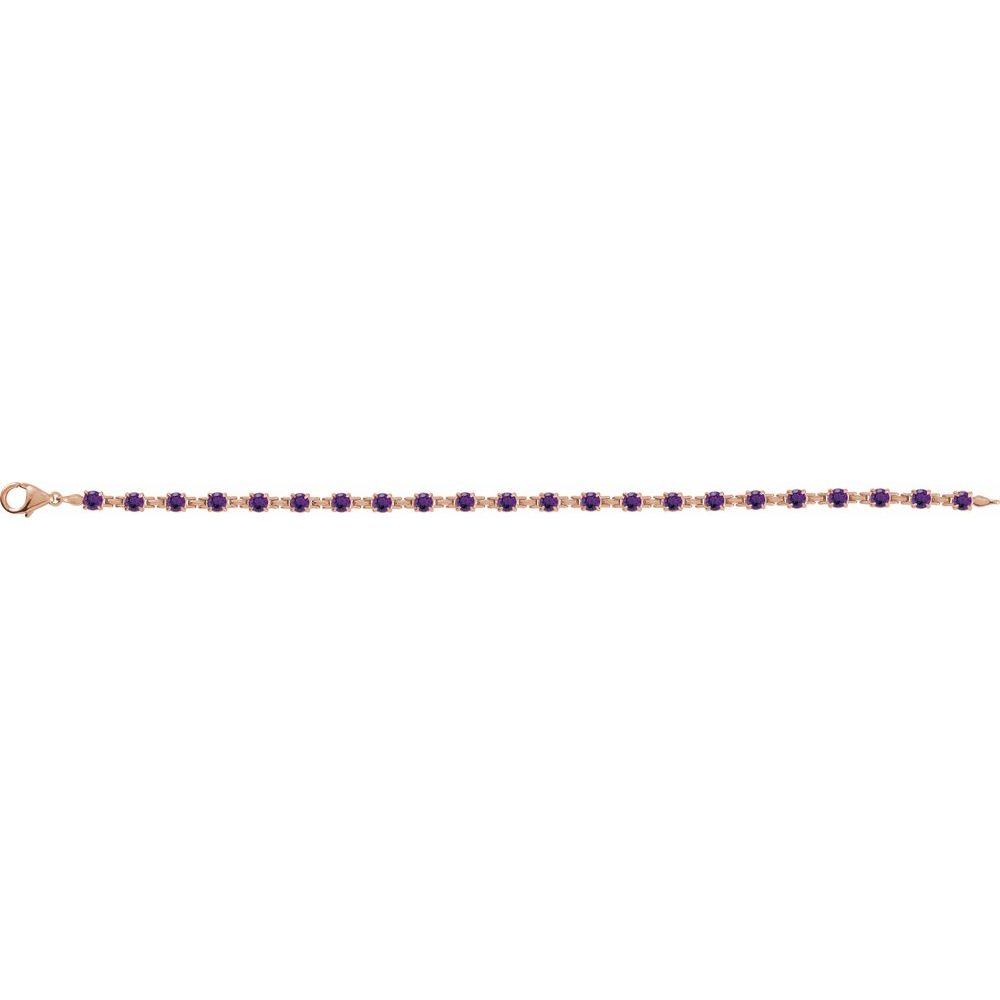 top-down view of the amethyst line bracelet gems and rose gold