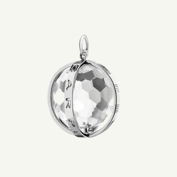 Sterling Silver Carpe Diem Locket Necklace with Faceted Rock Crystal