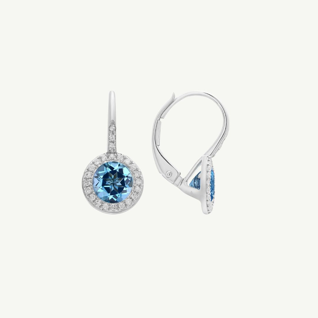 Blue Topaz Diamond Martini Earrings