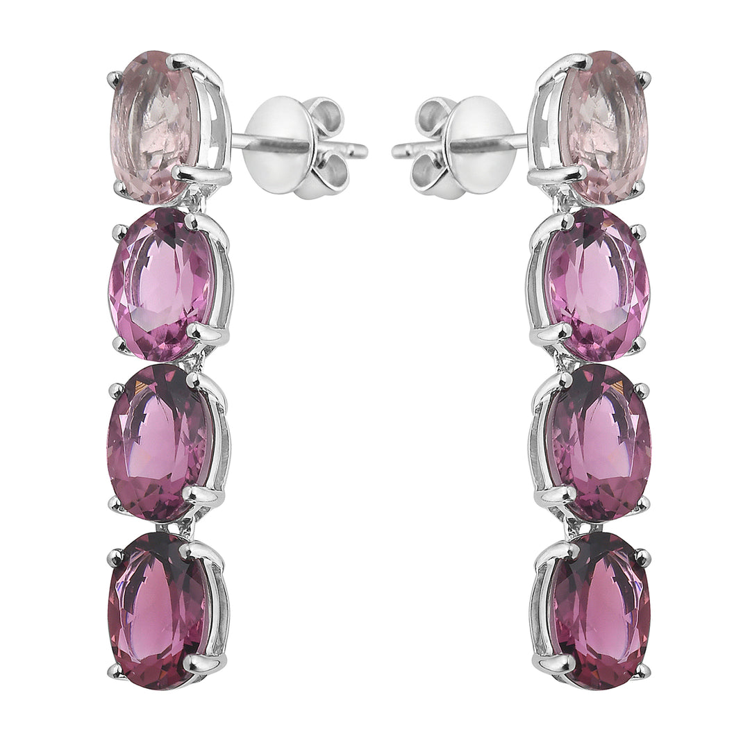 Chic 14K White Gold Earrings with 6.20-Carat Pink Tourmaline Gems