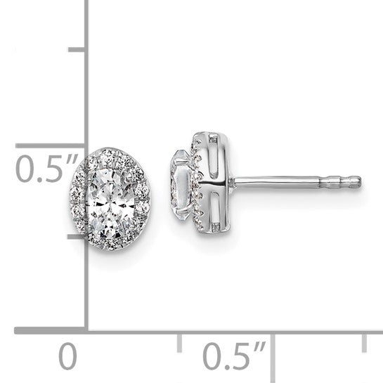 14K White Gold Lab Grown Diamond VS/SI FGH Oval Halo Earrings Semi-Mount