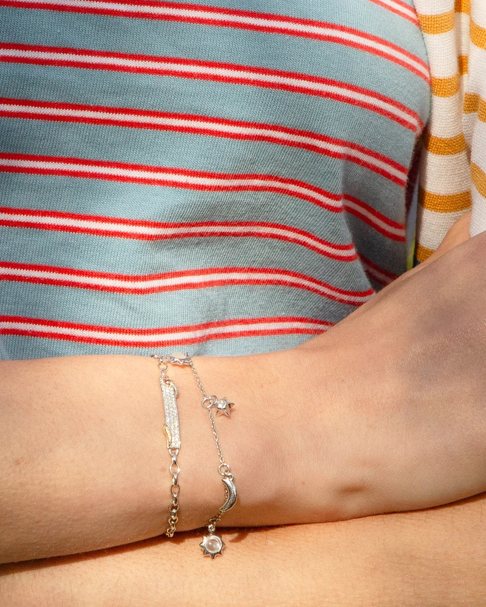 Monica Rich Kosann-Sterling Silver "Breathe" Poesy Bracelet with Leaf Pattern