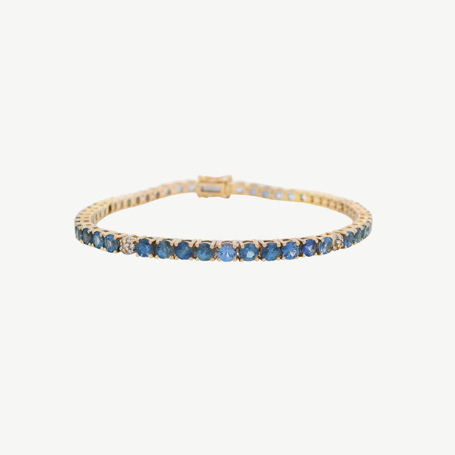 Blue Sapphire + Pave Diamond Tennis Bracelet