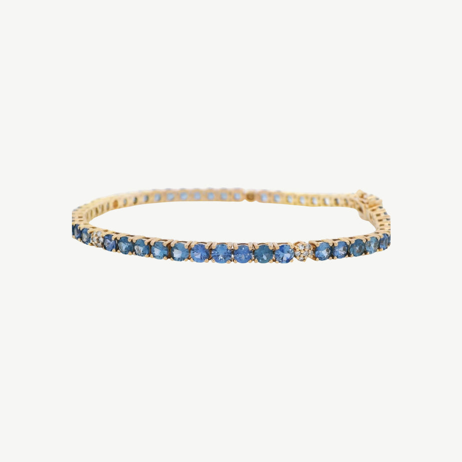 Blue Sapphire + Pave Diamond Tennis Bracelet