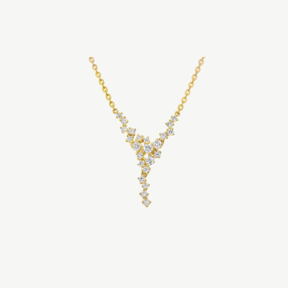 Y-Shape Scattered Diamond Necklace