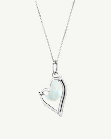 Mother of Pearl Classic Heart Sterling Silver Necklace