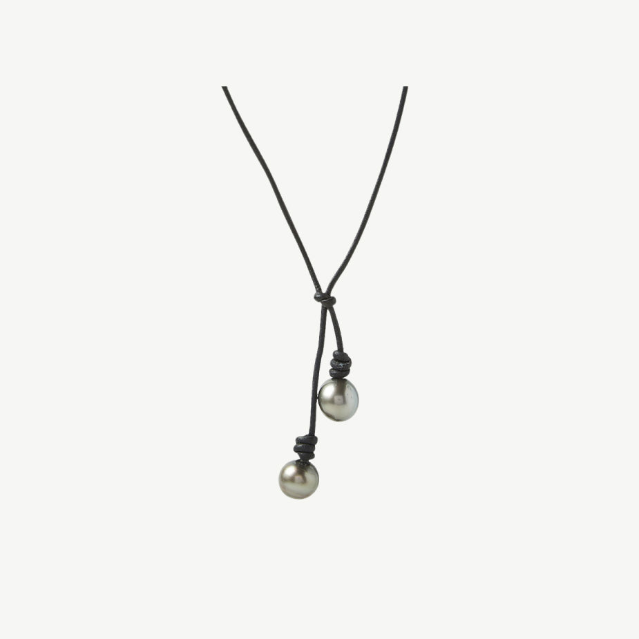 John Varvatos Men's Leather + Pearl Necklace-24"