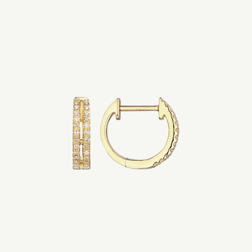 Double Row Diamond Huggie Earrings