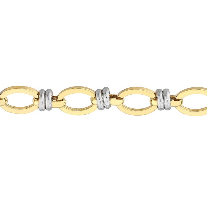 Two-Tone Flat Oval Link Bracelet