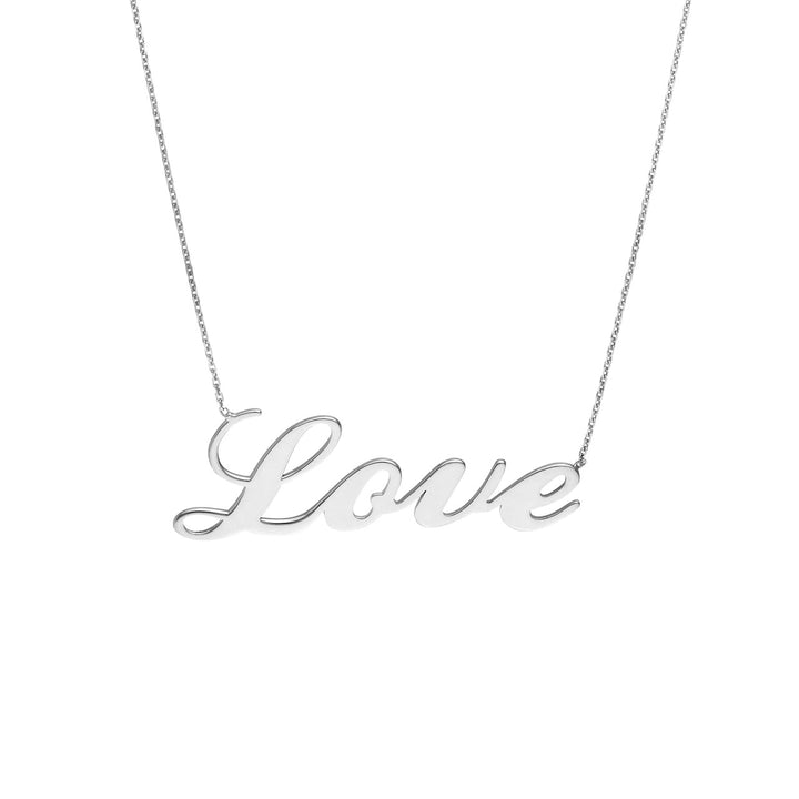 Plated Sterling Silver Script Love Necklace