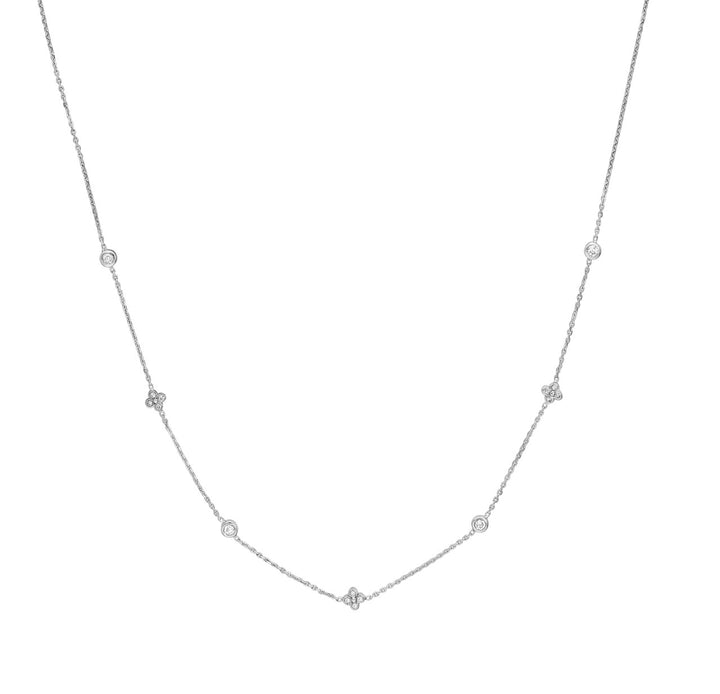 Diamond Bezel and Cluster Stations Necklace