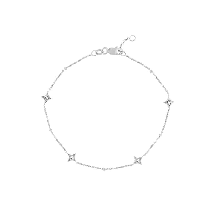 white gold diamond star bezels and beads bracelet