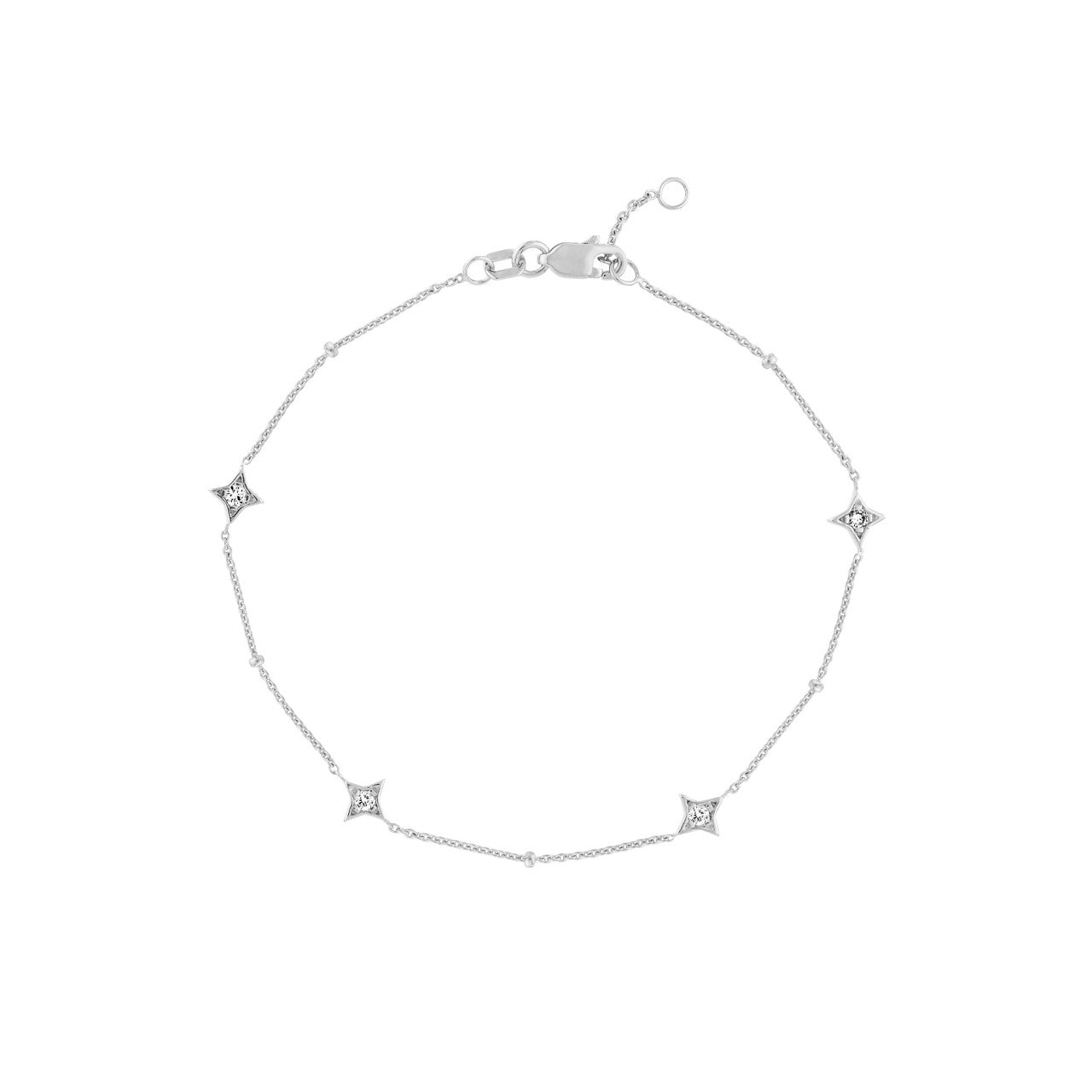 white gold diamond star bezels and beads bracelet